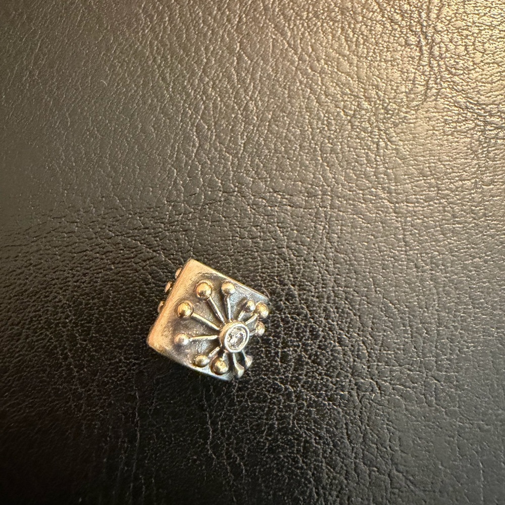 Pandora Authentic Sterling Silver and 14k Gold Starburst Charm